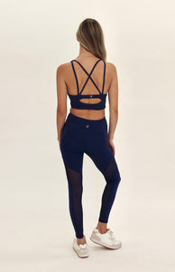 Seaav Sustainable Activewear High-Rise Mesh Legging with Pockets in Navy 4