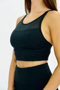 Seaav Sustainable Activewear Mesh Sports Bra Top in Black 2