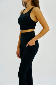 Seaav Sustainable Activewear Mesh Sports Bra Top in Black 4