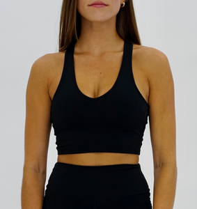 Seaav Coast to Coast V Neck Bra Top in Onyx