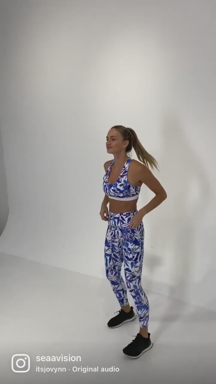 Seaav Vanora Ankle Legging with Pockets in Blue Flora Video 2